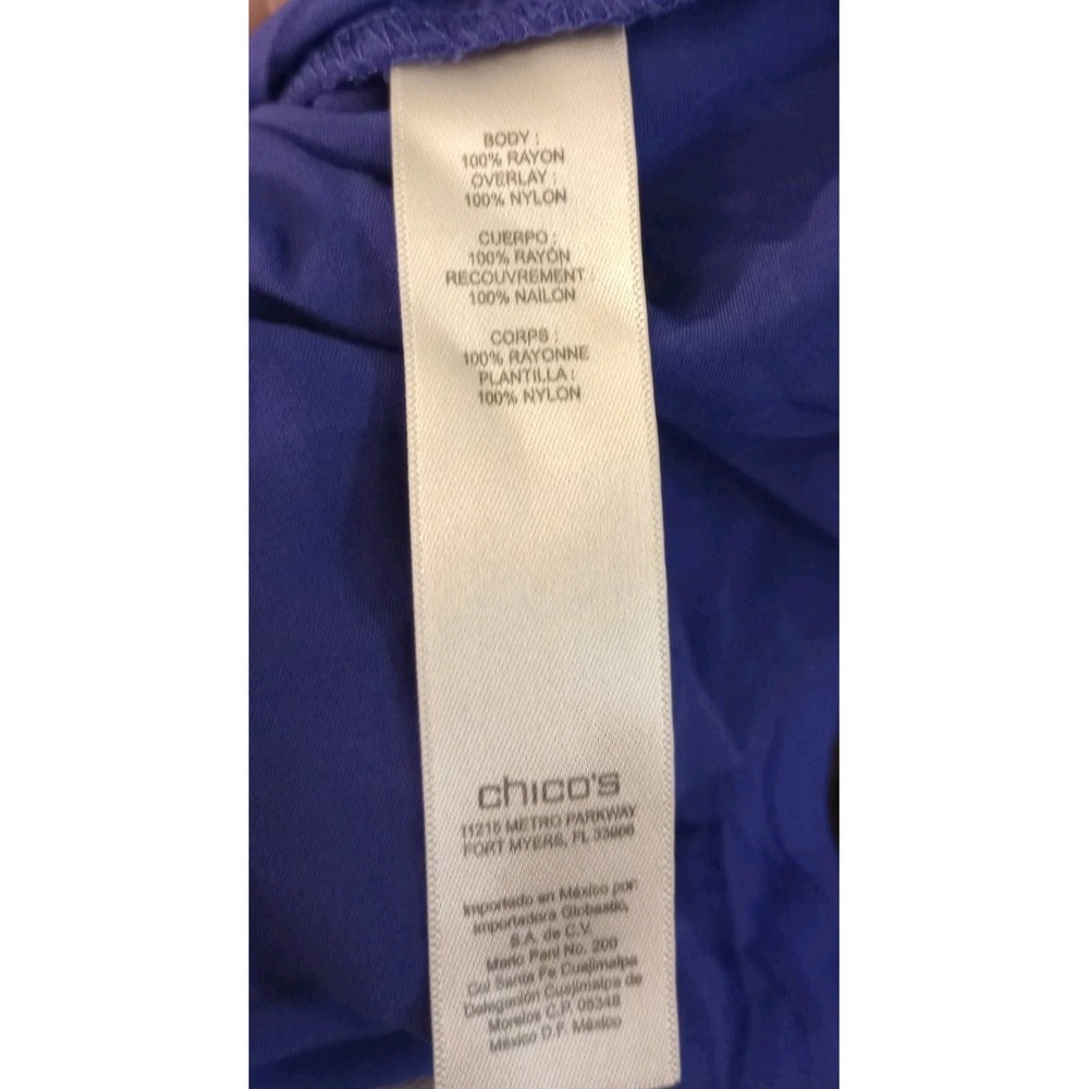 Chico's Blouse Lace Overlay Back Buttons Feminine Romantic Purple‎ Size 3 (XL) - Picture 6 of 6